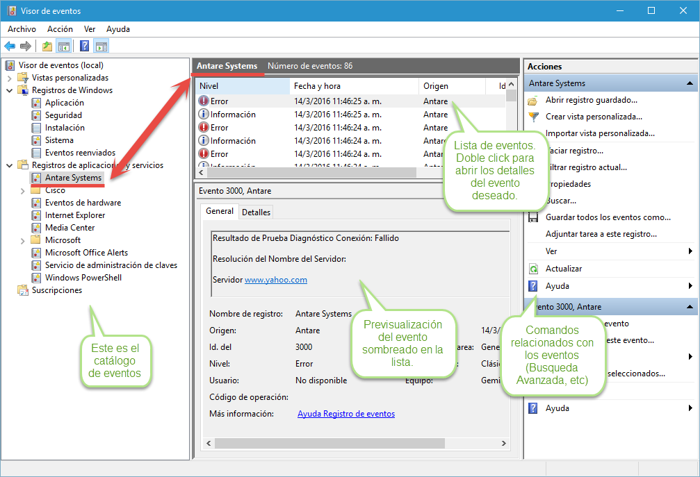 Visor de Eventos Visor de Eventos