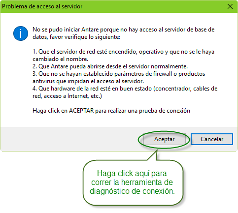 Mensajes de Problemas de Conexión al Servidor SQL