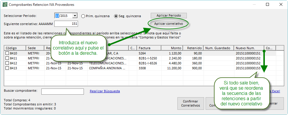Aplicar nuevo correlativo Aplicar nuevo correlativo