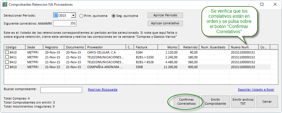 Confirmar Correlativos Provisionales