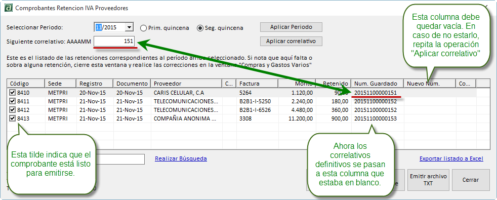 Confirmar Correlativos Provisionales Confirmar Correlativos Provisionales